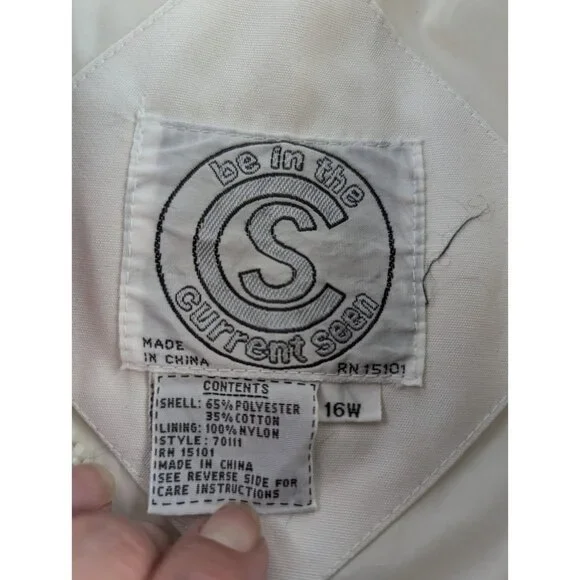 Vtg Current Seen Women’s 16W Colorblock Parka Jacket White Hooded Windbreaker - Picture 8 of 14